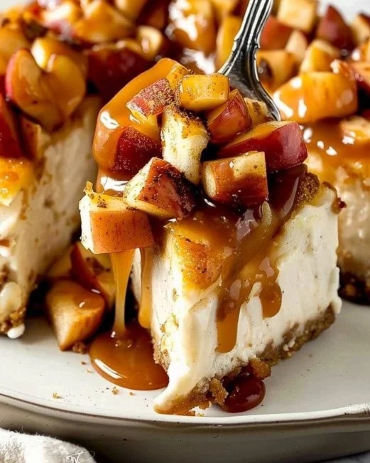 Delicious apple cheesecake tacos on a plate, topped with caramel drizzle