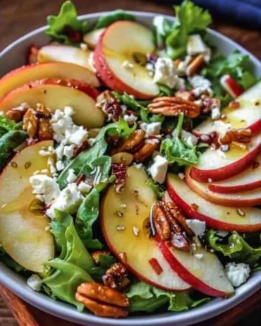 Autumn Harvest Honeycrisp Apple and Feta Salad with colorful ingredients