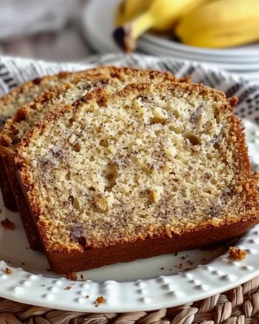 Loaf of the best homemade banana bread on a wooden cutting board