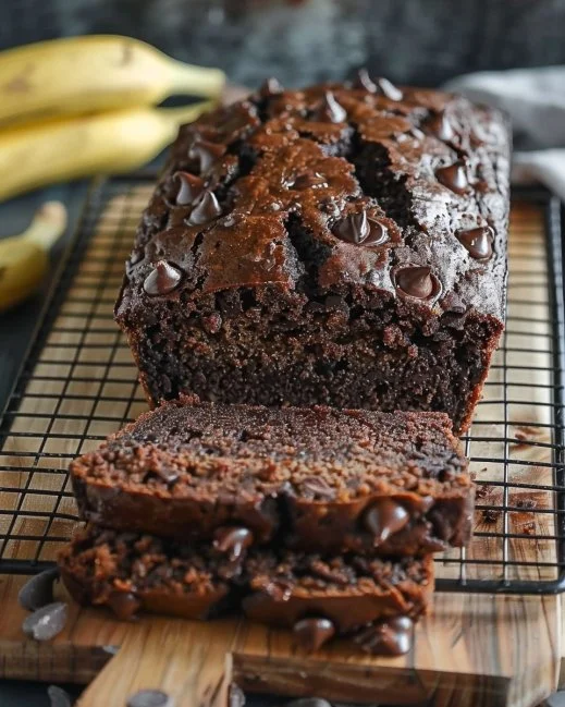 Chocolate Banana Bread 2 Delicious homemade chocolate banana bread with chocolate chips and bananas