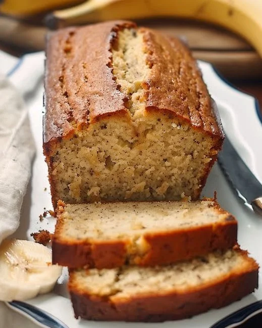 Easy Buttermilk Banana Bread 2 Freshly baked easy buttermilk banana bread with ripe bananas