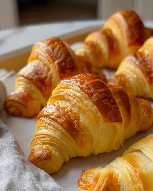 Homemade Croissant Rolls 2 Freshly baked homemade croissant rolls on a cooling rack