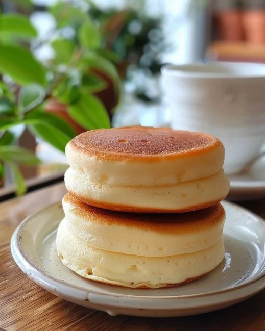 Japanese Soufflé Pancakes 2 Fluffy Japanese soufflé pancakes served with syrup and berries