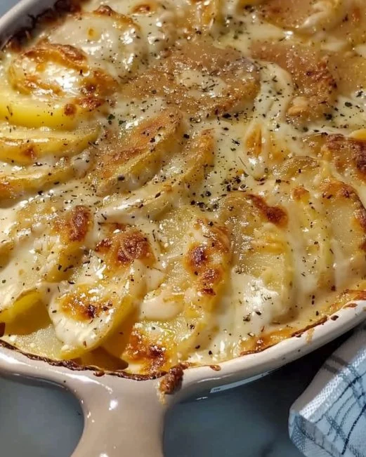 Parmesan Scalloped Potatoes 2 Deliciously creamy Parmesan Scalloped Potatoes baked to perfection.