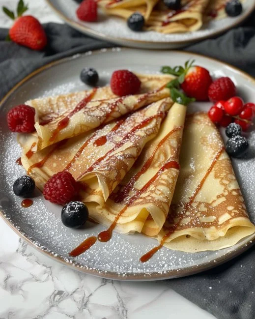 Quick and Easy Crepes 2 Delicious homemade crepes filled with sweet fruits and cream