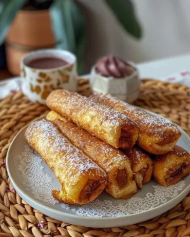 Delicious Strawberries and Cream French Toast Roll-Ups on a plate