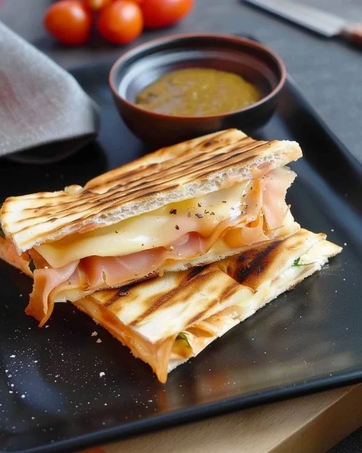 Tortilla Sandwiches 2 Colorful tortilla sandwiches filled with fresh ingredients and served on a plate.