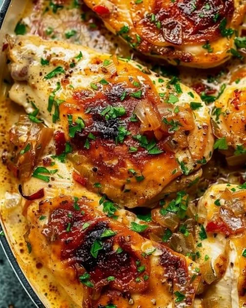 Crock Pot Marry Me Chicken recipe with creamy sauce and chicken breasts