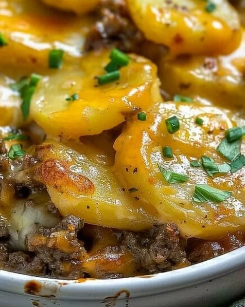Crockpot Hamburger Potato Casserole 2 Delicious Crockpot Hamburger Potato Casserole in a serving dish