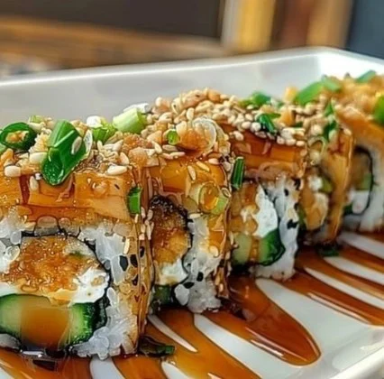 Homemade Dragon Rolls 2 Homemade dragon rolls sushi with shrimp and avocado