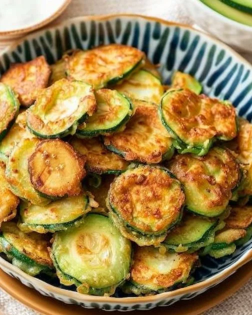 Crispy Korean zucchini fritters (Hobak Jeon) served on a plate