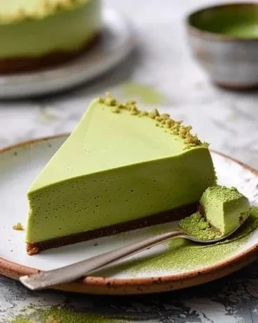 Matcha Japanese Cheesecake 3 Delicious Matcha Cheesecake with a creamy green tea flavor and Japanese aesthetics.