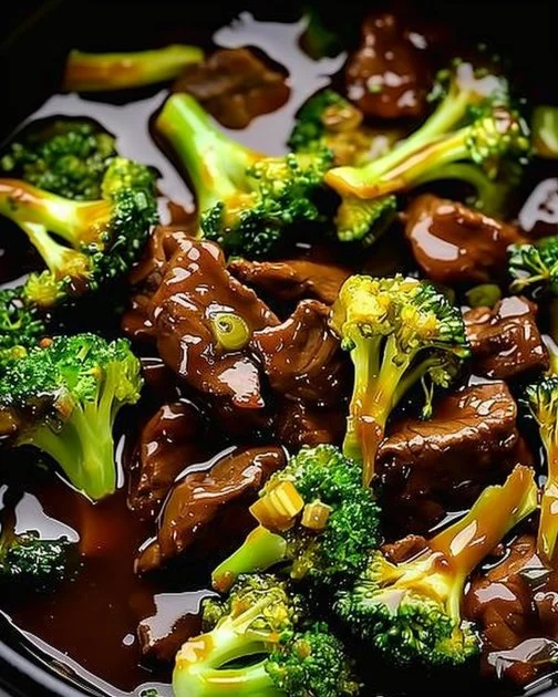 Savory crock pot beef and broccoli dish prepared with tender beef and fresh broccoli.