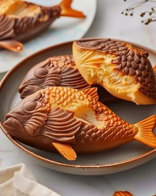 Taiyaki 2 Delicious Taiyaki fish-shaped pastry filled with sweet red bean paste